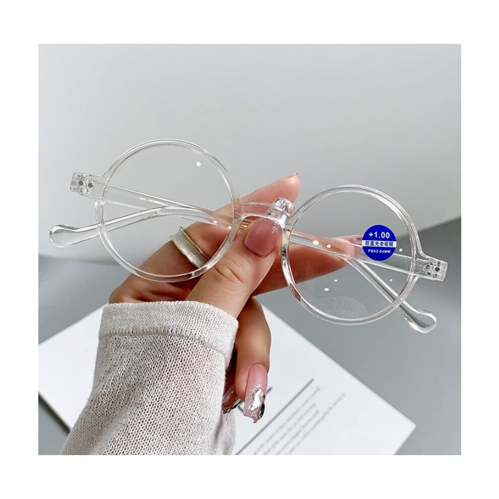 Blue/Light (Clear, +1.50 Strength) Vintage Retro Reading Glasses Anti Round Readers New