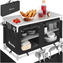 (black) Camping Kitchen Folding Table Unit Storage Outdoor Stand Cooking Carry Bag