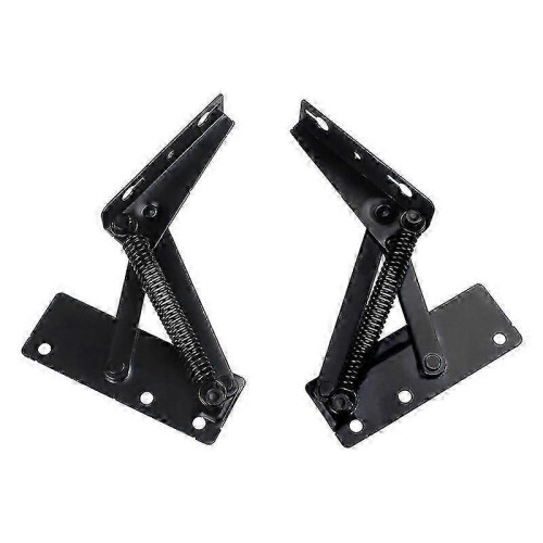 2 Pieces 80 Degree Foldable Lifting Bracket, Furniture Storage Rack Hinges, Black