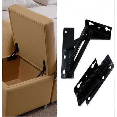 2 Pieces 80 Degree Foldable Lifting Bracket, Furniture Storage Rack Hinges, Black 1