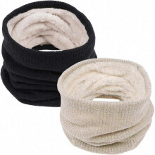 (E-black khaki) Infinity Scarf Winter Double-Layer Neck Warmer Knit Fleece Lined Circle Loop Scarves Gifts Premium