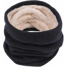 (A-black) Infinity Scarf Winter Double-Layer Neck Warmer Knit Fleece Lined Circle Loop Scarves Gifts Premium