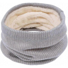 (C-gray) Infinity Scarf Winter Double-Layer Neck Warmer Knit Fleece Lined Circle Loop Scarves Gifts Premium