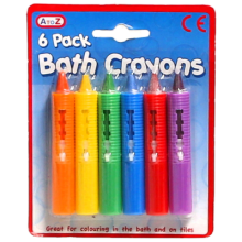 6 Piece Bath Crayon Set for Kids Washable Colour Fun on Tiles and Tub Surfaces