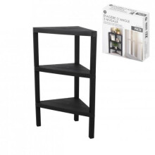 3 Tier Black Corner Storage Shelf with Compact Design