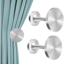 (Silver, 2PCS) Curtain Holdbacks, Metal Curtain Tie Backs, Antique Wall Mounted Decorative Window Drapery Hooks Holders, Round Curtain Hold Backs