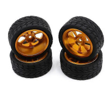 (Gold)For Wltoys 144001 144002 124016 124017 124019 124018 RC automobile parts 65mm metal rim + high grip rubber tire tire