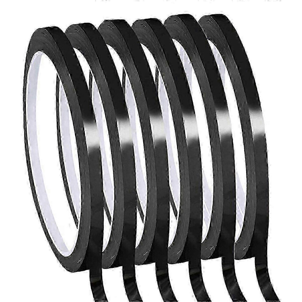 (As Show, One Size) Whiteboard Pinstripe Tape 6 Rolls 1/8Inch Thin White Board Dry Erase Line Gridding Tape (Black) 4633396593076