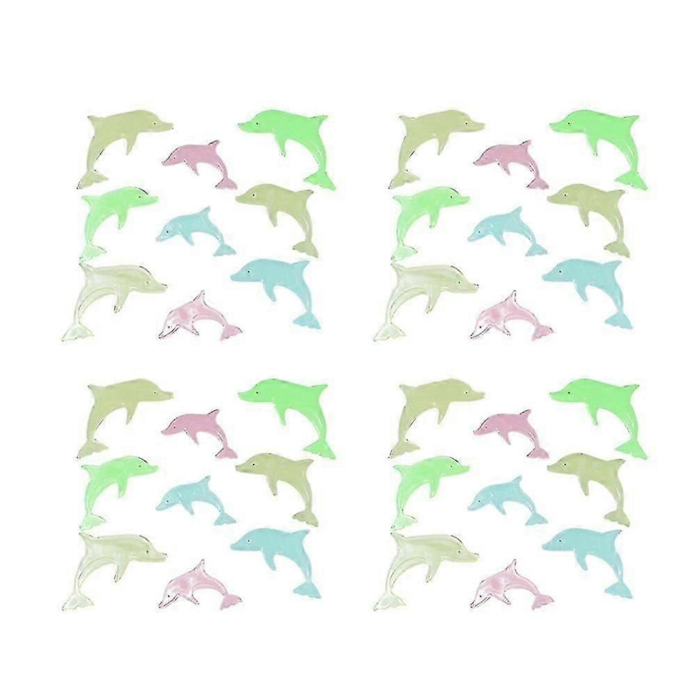 (As show, One size) 36pcs Dolphin Shape Luminous Wall Stickers Three-dimensional Fluorescent Color Wall Decoration for Home (Mixed Color)