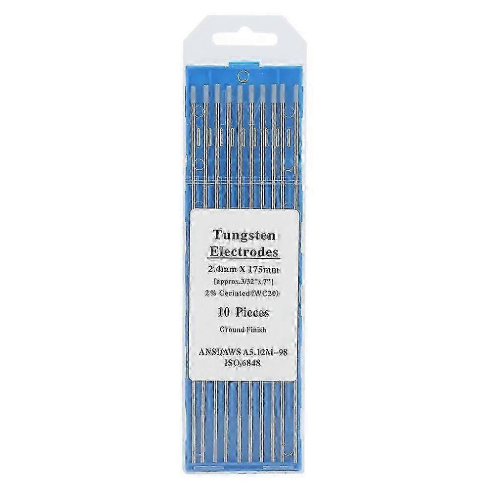 (As Show, One Size) 10Pcs Wc20 Cerium Tungsten Tig Electrodes For Stainless Steel Carbon Steel Welding(2.4Mm*175Mm) 4631898219609