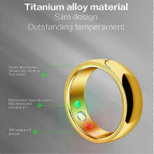 (As show, One size) Smart Ring SR300 Heart Rate Blood Oxygen Blood Pressure Temperature Sleep Calories Health Multilingual Fitness Tracker,A