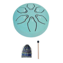 (As show, One size) Rain Drum for Outside Steel Tongue Drum, 6 Notes 3 Inches Chakra Tank Drum Steel Percussion Padded Mallets Lake Blue
