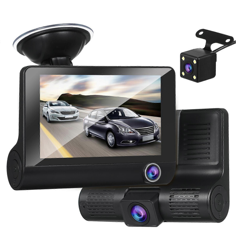 (As show, One size) 1080P Full HD Dash Cam with 4 Inch IPS Screen Front and Rear Dual Dash Camera Driving Recorder Wide Angle Vision G-sensor Loop Rec-image-OPC-PHJKD7N-NEW