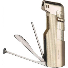 (Gold) Pipe Lighter Soft Flame Refillable Butane Lighters Czech Pipe Tools Father Day Husband Gift (Black Nickel)