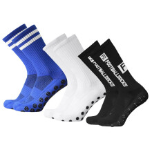 (Blue - White - Black, One size) 3 Pairs Football Socks Soccer Socks for Adult Men Non-Slip Athletic Socks Outdoor Sports Running Hiking Socks
