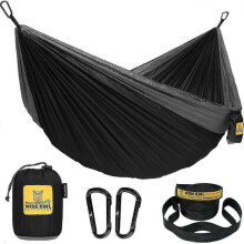 (L, Grey) Wise Owl Outfitters Camping Hammock - Portable Hammock, Camping Accessories Single Or Double Hammock For Outdoor, Indoor W/tree Straps