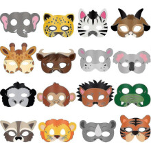 16 Piece Animal Masks Animal Costume Party Favors with 16 Different Animal Face for Petting Zoo Farmhouse Jungle Safari Theme Birthday Party Halloween