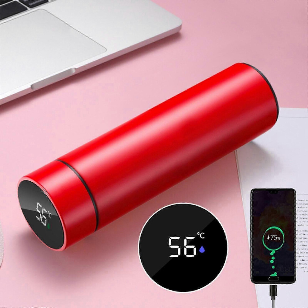 (As show, One size) Stainless Steel Usb Mobile Power Thermos, Smart Kettle, Lcd Temperature Display-image-OPC-PHJKGDP-NEW