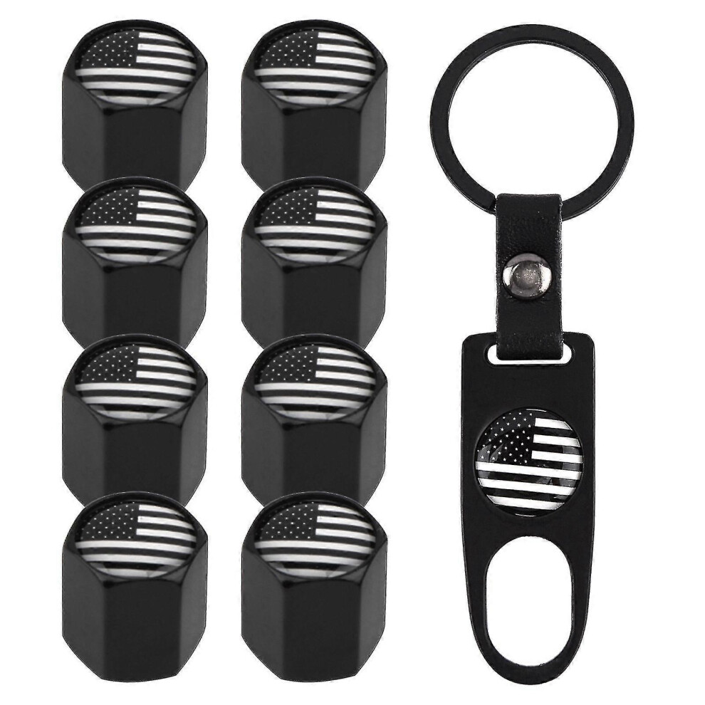 (As show, One size) 8pcs Valve Stem Cap Tire for Cars - Universal Dust Cover with American Flag-image-OPC-PHJKGKK-NEW