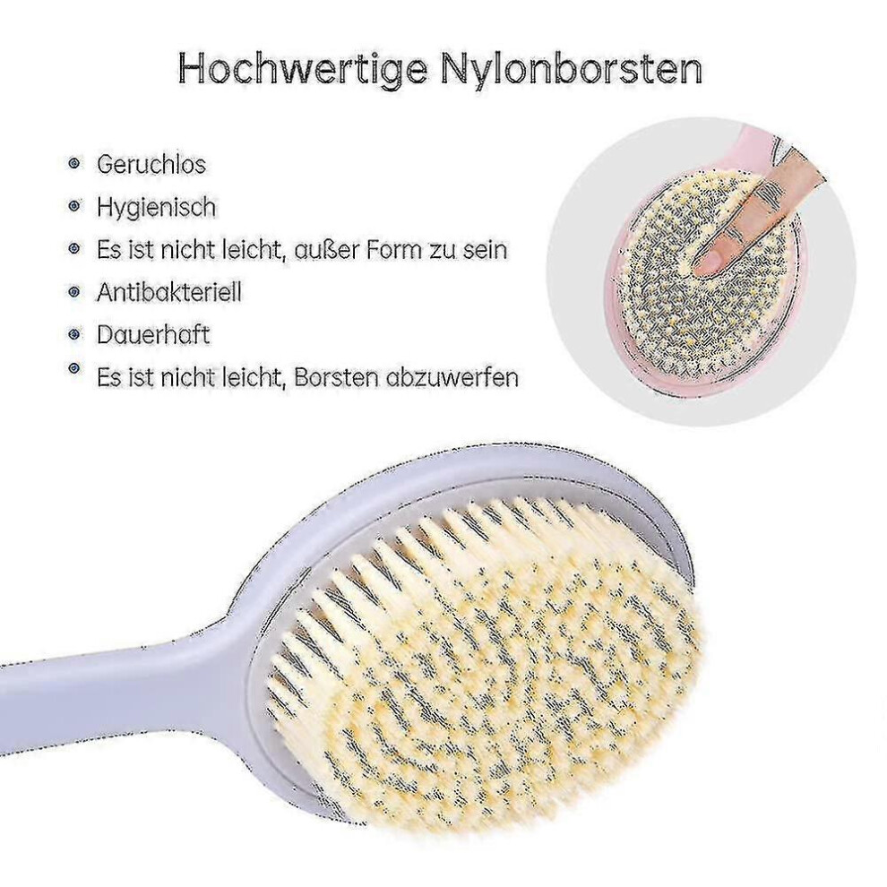 Kikidex (As Show, One Size) Long Handled Bath Brush For Shower And Bath, Wet And Dry Shower Brush - Purple