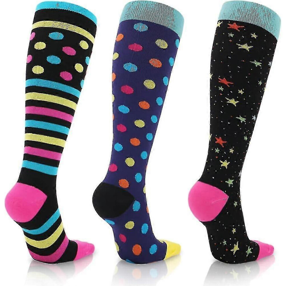 Kikidex (Size 2, Color 1) 3 Pairs Compression Stockings - 15-20 Mmhg Medical Compression Socks