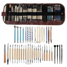 (As show, One size) Pottery Tools Set of 43 Clay Sculpture Carving Knife Silicone Pen Pill Stick Stone Plastic Clay Han