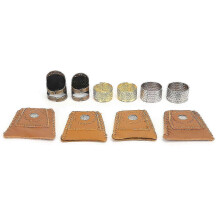 (As show, One size) Finger Protector NonSlip Brass Long Nail Thimble with Multiple Models for Daily Sewing