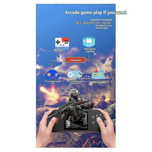 (As show, One size) 3.5 Inch D22 Handheld Game Console HD Large Screen Classic Arcade Support Simulator Portable Game Console C