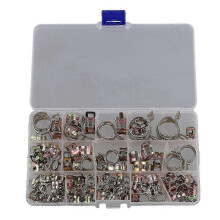 (As show, One size) 115 Pcs Spring Hose Clamps 6-22mm Zinc Plated Spring Clip Fuel Line Hose Water Pipe Air Tube Clamps Fastener Pipe Clamp