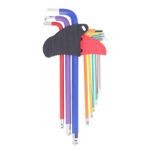 (As show, One size) 9Pcs Hex Wrench Set CR V Anti Slip Multi Color Multifunctional Long Arm Hex Key Kit for Small Appliances