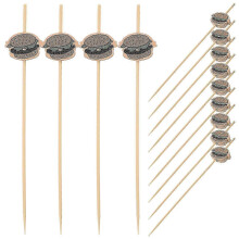 (As show, One size) 100pcs Disposable Hamburger Cocktail Picks Fruit Food Sticks Sandwich Toothpicks Bamboo Sticks