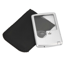 (As show, One size) Credit Card Magnifier with LED Light Pocket Square Magnifier 3X 6X Lens with Leather Case