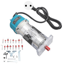 (As show, One size) Electric Hand Wood Trimmer Compact Corded Hand Wood Trimmer Router Tool for Woodworking EU Plug 220V