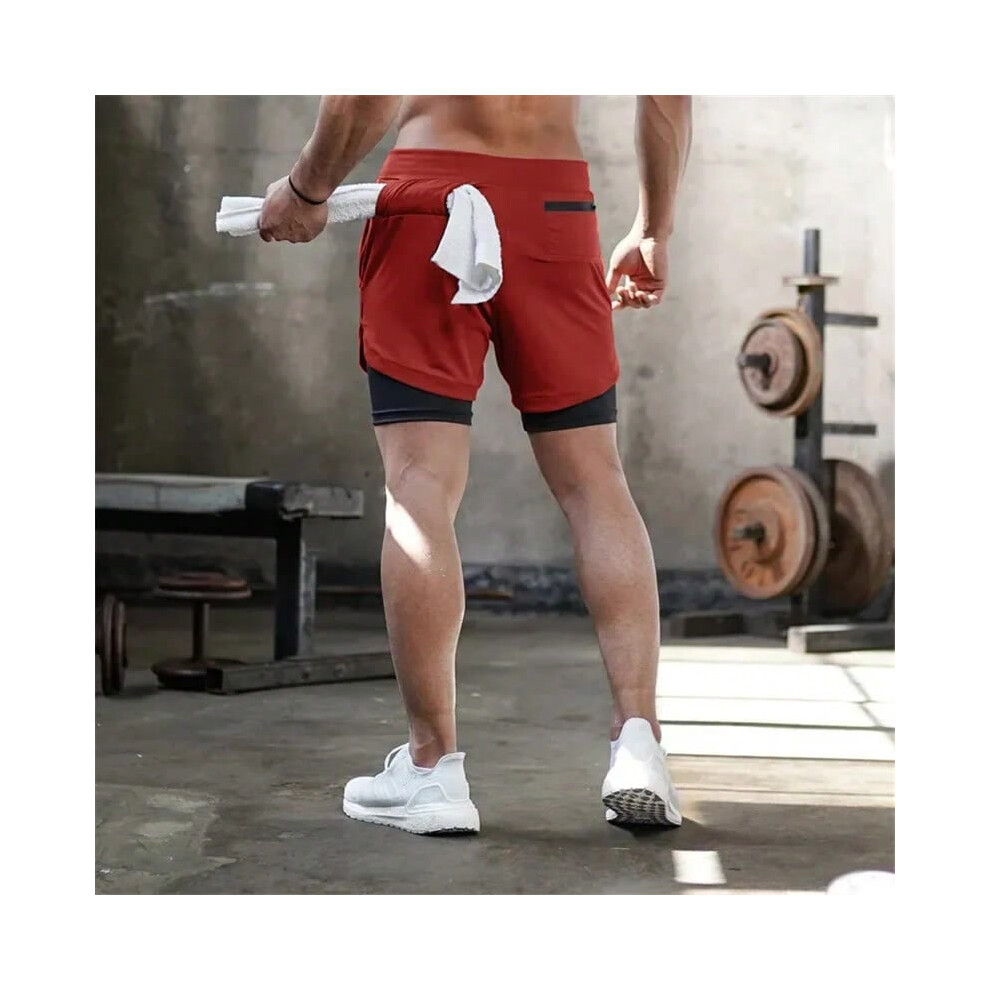 (4XL 95-100kg, A-red) Men's Summer Sports Shorts Breeches Homme 2024 Hot Gym Casual Fitness Shorts Men-in-shorts Training Wicking Running Shorts Male