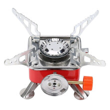 (As show, One size) Camping Stove Mini Outdoor Folding Metal Camping Gas Stove Windproof Furnace Backpacking Hiking