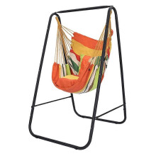 (As show, One size) Hammock Chair with Stand HeavyDuty, Max 450 Lbs Swing Stand for Indoor/Outdoor Patio Yard (Orange)
