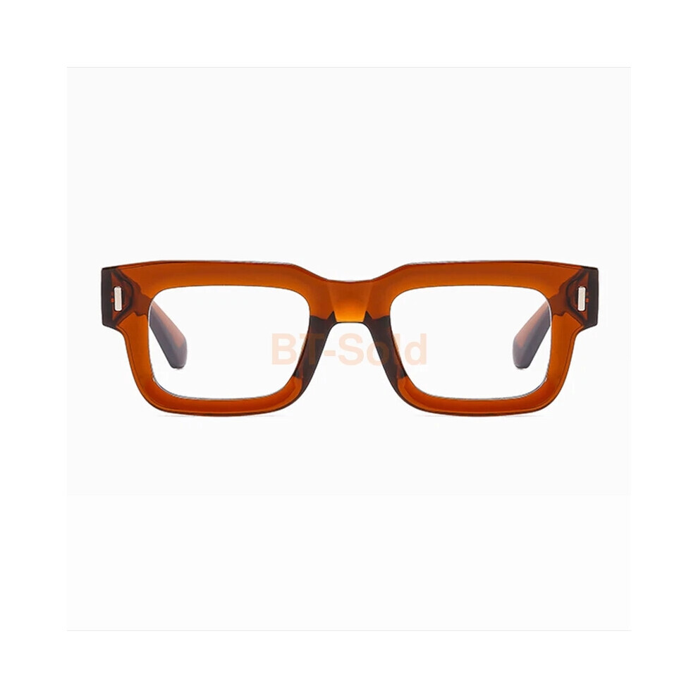 (Brown, +5.50 strength) Square large frame simple and clear reading glasses New