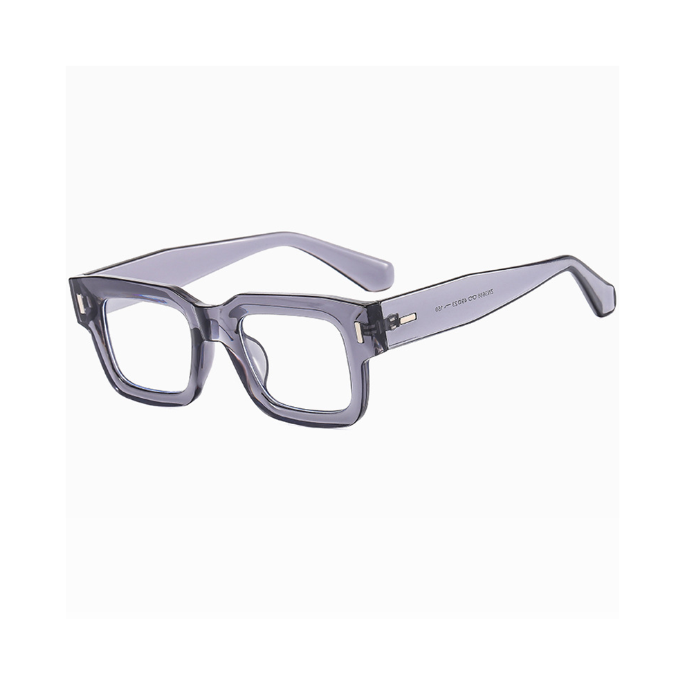 (Gray, +2.00 strength) Square large frame simple and clear reading glasses New