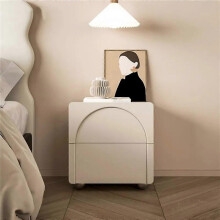 (As show, One size) Modern Bedroom Night Stand, Bedside Table with 2 Drawers, Leather Finish, Ideal for Small Spaces (Beige, 15.7in)
