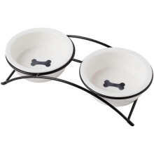 (As show, One size) Cat Bowls,Dog Bowls,Ceramic Elevated Pet Raised Cat Food Bowls Set,12 Ounce Small Dogs Bowls,Dishwasher Safe