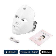 (As show, One size) Zihaisheng USB Charge 7Colors LED Facial Mask Photon Therapy Skin Rejuvenation Anti Acne Wrinkle Removal Skin Care Mask Skin Brightening