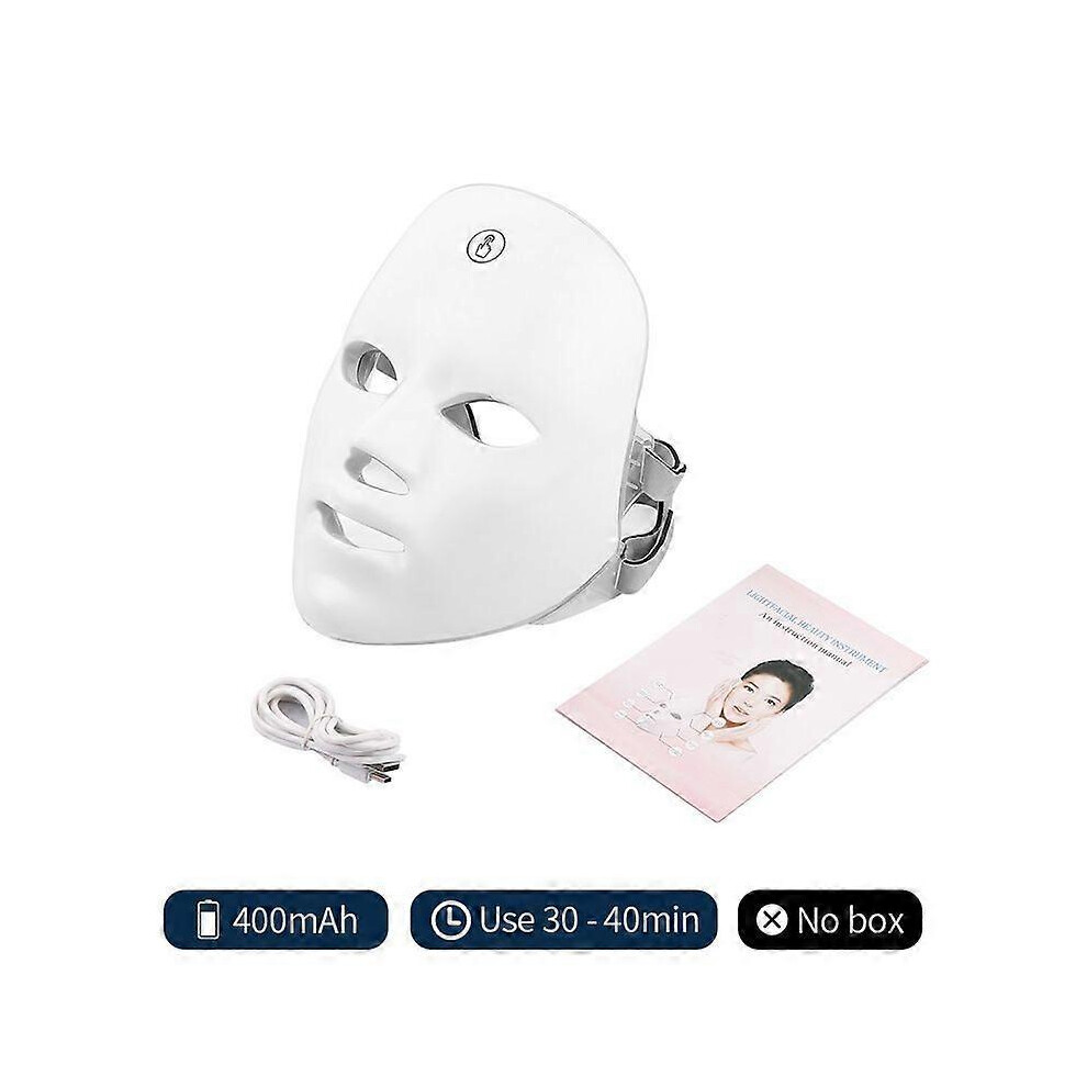 (As show, One size) Zihaisheng USB Charge 7Colors LED Facial Mask Photon Therapy Skin Rejuvenation Anti Acne Wrinkle Removal Skin Care Mask Skin Brigh