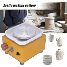 (As show, One size) Mini Pottery Wheel, Electric Pottery Machine 2000rpm Ceramic Wheel Machine Turntable Diy Clay Tool With Removable Abs Basin, 10cm Pottery Plate (yello