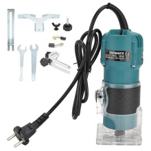 (As show, One size) Wood Router Tool Kit Electric Laminator Slotting Cutting Trimming Carving Machine 580W GTH3709EU Plug 220-240V