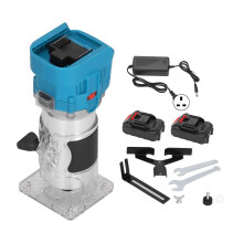 (As show, One size) Wood Router Electric Trimmer Palm Trimming Machine Set Kit AC 80240V for WoodworkingUK Plug 5 Batteries
