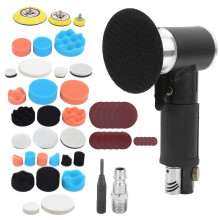 (As show, One size) 48Pcs Air Sander Black Eccentric Pneumatic Car Waxing Polishing Sanding Machine AT1500(European Air Nozzle ) Buse air europenne