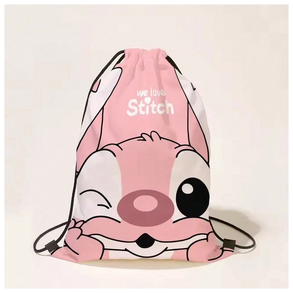 (5) Kawaii Disney Stitch Anime Drawstring bag Printing Travel Bag Cute  for Shopping Yoga Backpack Women Cartoon Sports Gym Sackpack