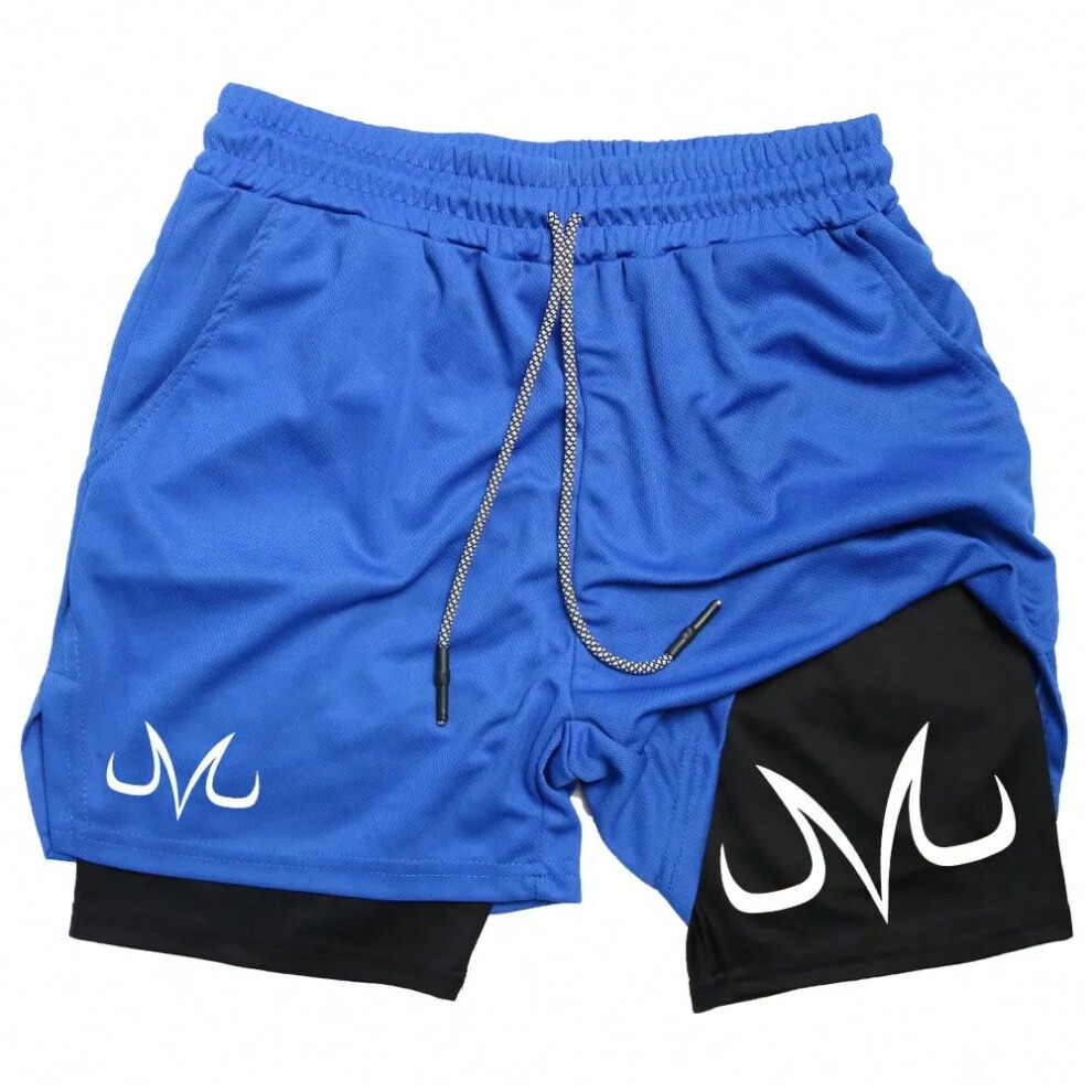 (XXXL, blue) Men Performance Shorts Men Anime Print Summer Basketball Gym Shorts Summer Sports Fitness Workout Jogging Running Short Pants