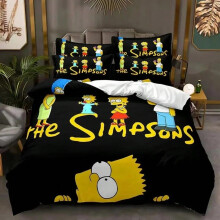 (5, 135x200cm 2pcs) The Simpsons Bedding Sets,Anime Bart-Lisa Cover Sets,Cute Bed Quilt Covers Pillowcases Bedroom for Children and adults
