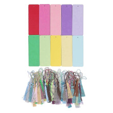 (As show, One size) 100 Set Blank Color Bookmarks Cardstock Multipurpose Blank Paper Bookmarks with Colorful Tassels